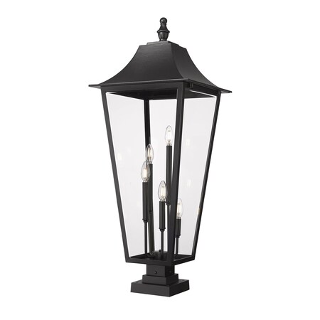 Z-Lite Gannon 5 Light Outdoor Pier Mounted Fixture, 16in. W x 41.25in. H, Black 5008PHXXLS-SQPM-BK